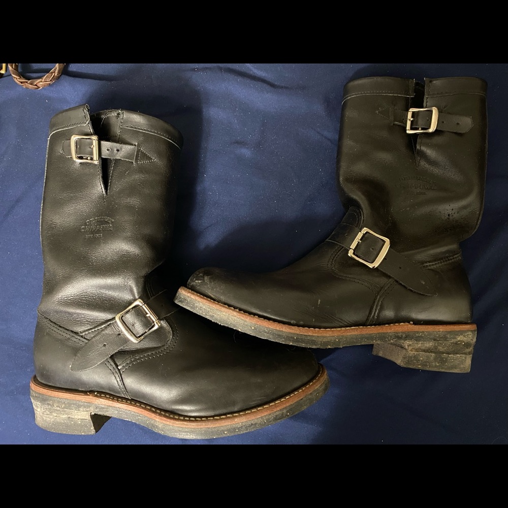 Chippewa engineer boots.
